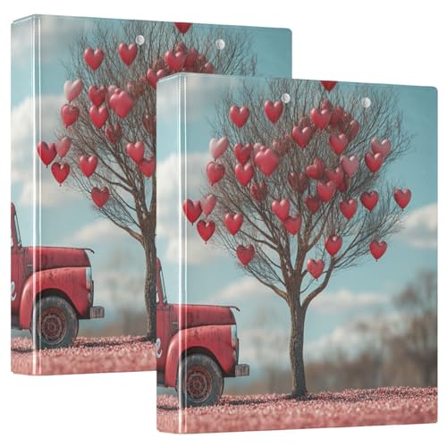 Valentinstag Truck Balloons Three-Rings Binder 1.5 Inch Notebook Binder with Pocket Cover 1/2 Pack School Binders 200 Sheets von GuoChe