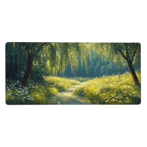 Gaming Mauspad Landschaft, Groß Mousepad See Mousepad XXL 1560x800x3mm, Genähte Kanten Mousepad Gaming Zubehör, Mousepad mit rutschfeste Gummibasis, Home Room Office Desktop Dekoration, Geschenk von Guofuos