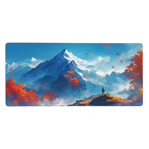 Gaming Mauspad Rosa, Groß Mousepad Blau Mousepad XXL 700x300x3mm, Genähte Kanten Mousepad Gaming Zubehör, Anti-Rutsch Gummi Basis Mauspad, Home Room Office Desktop Dekoration, Geschenk Frauen -LL392 von Guofuos