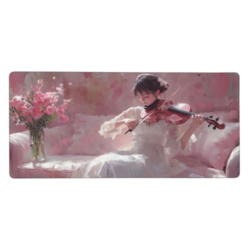 Gaming Mauspad Rosa, Groß Mousepad Gelb Mousepad XXL 1500x800x3mm, Genähte Kanten Mousepad Gaming Zubehör, Anti-Rutsch Gummi Basis Mauspad, Home Room Office Desktop Dekoration, Geschenk Frauen -LL197 von Guofuos