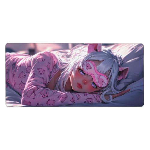 Gaming Mauspad Rosa, Groß Mousepad Geometrie Mousepad XXL 1000x500x3mm, Genähte Kanten Mousepad Gaming Zubehör, Mousepad mit rutschfeste Gummibasis, Home Room Office Desktop Dekoration, Geschenk von Guofuos