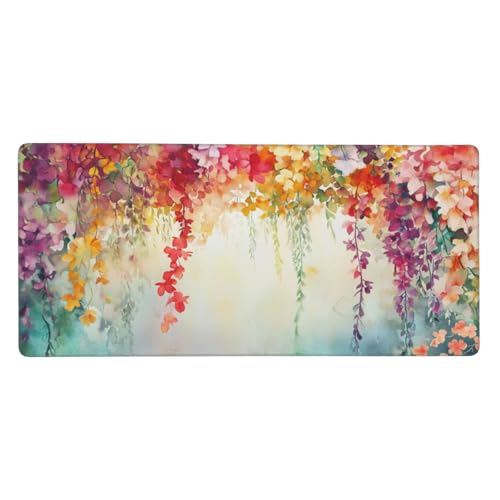 Gaming Mauspad Rosa, Groß Mousepad Landschaft Mousepad XXL 900x300x3mm, Genähte Kanten Mousepad Gaming Zubehör, Mousepad mit rutschfeste Gummibasis, Home Room Office Desktop Dekoration, Geschenk von Guofuos