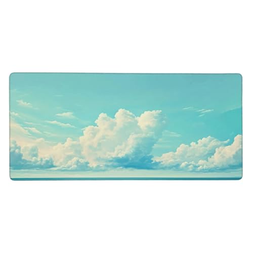 Mousepad Blau Schreibtischunterlage Blume 1200x600x3mm, Mousepad Gaming Zubehör mit Spezielle Oberfläche Verbessert Präzision und Geschwindigkeit, Nähkanten Rutschfeste Gummibasis, Damengeschenk-LL221 von Guofuos