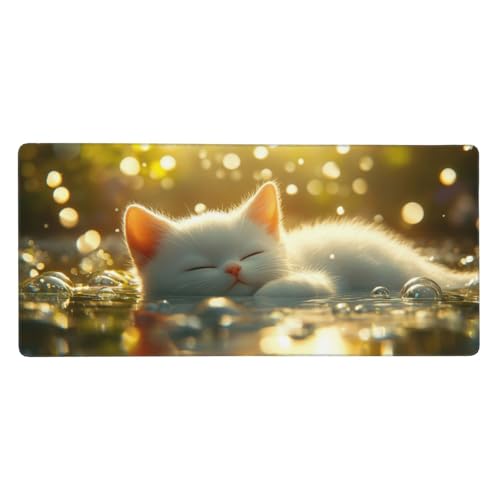 Mousepad Blau Schreibtischunterlage Wellen 900x400x3mm, Mousepad Gaming Zubehör mit Spezielle Oberfläche Verbessert Präzision und Geschwindigkeit, Nähkanten Rutschfeste Gummibasis, Damengeschenk-LL265 von Guofuos