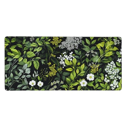 Mousepad Retro Schreibtischunterlage Blume 800x400x3mm, Mousepad Gaming Zubehör mit Spezielle Oberfläche Verbessert Präzision und Geschwindigkeit, Nähkanten Rutschfeste Gummibasis, Damengeschenk-LL223 von Guofuos