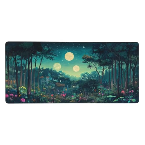 Mousepad Rosa Schreibtischunterlage Grün 1200x600x3mm, Mousepad Gaming Zubehör mit Spezielle Oberfläche Verbessert Präzision und Geschwindigkeit, Nähkanten Rutschfeste Gummibasis, Für Männer -LL308 von Guofuos