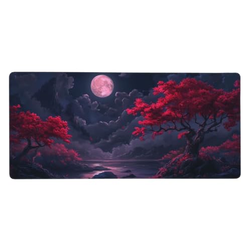 Mousepad Rot Schreibtischunterlage Baum des Lebens, Mousepad Gaming Zubehör mit rutschfeste Genähte Kanten. Gummibasis Für Verbesserung Der Spielgenauigkeit Geschwindigkeit, Für Männer -LL815 von Guofuos