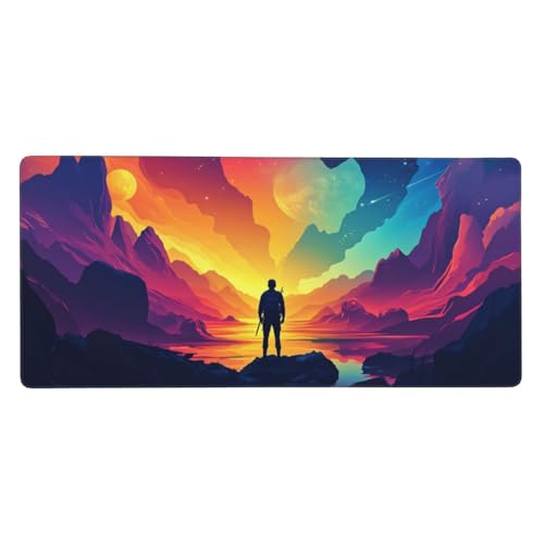 Mousepad Rot Schreibtischunterlage Rose 1200x600x3mm, Mousepad Gaming Zubehör mit Rutschfeste Genähte Kanten.Gummibasis für Verbesserung der Spielgenauigkeit und -Geschwindigkeit, Geschenke für Männer von Guofuos