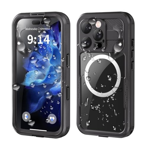 Guppy Magnetische wasserdichte Schutzhülle für iPhone 16 Pro Max, integrierter Displayschutz, IP68 wasserdicht, 4,2 m, militärisch, sturzsicher, 360° Rundumschutz, staubdicht, stoßfest, robust, von Guppy