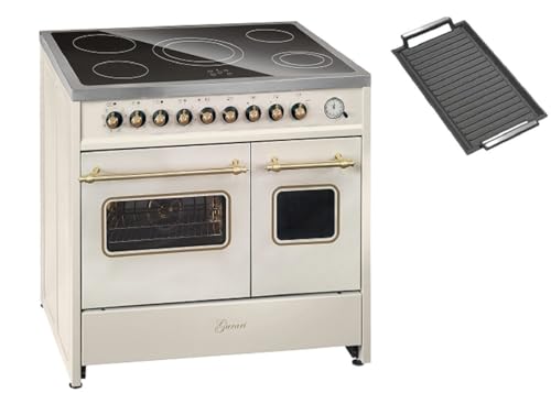 GURARI Elektro Standherd GCH E 912 DF Cr r +Grillplatte Glaskeramik Herd 90 cm Creme Range Cooker Elektro Doppelbackofen von Gurari