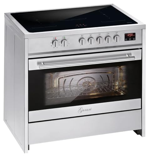 GURARI Freistehender Induktions Standherd 90 cm GCH E 913 X Induktionsherd mit Backofen Elektro | Edelstahl Range Coocker mit 5 Induktionszonen (2 Flex Zone) alle mit Booster von Gurari