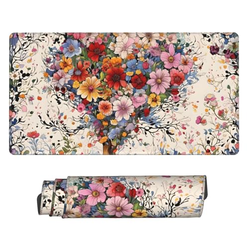 Gaming Mauspad, Groß Mouse Mat XXL 1000x500x3mm Desk Mat Flowers Colors Love Mousepad Stitched Edges, Non-Slip Rubber Base Mouse Pads Improved Precision and Speed Keyboard Mat for Men Gamers N-454 von Guuogxan