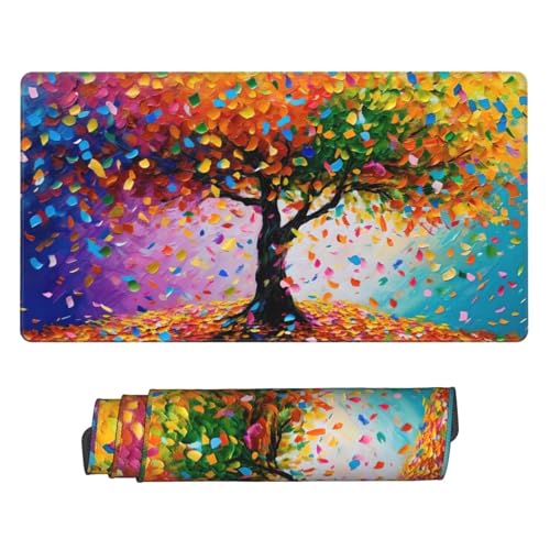 Gaming Mauspad, Groß Mouse Mat XXL 900x400x3mm Desk Mat Color Tree Mousepad Stitched Edges, Non-Slip Rubber Base Mouse Pads Improved Precision and Speed Keyboard Mat for Men Gamers Geschenke N-53 von Guuogxan