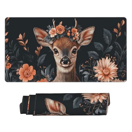 Gaming Mauspad, Mauspad XXL 1000 x 500 x 3 mm Mousepad Animals Deer Mauspad Gaming Zubehör mit Anti Rutsch Basis Mouse Pad Wasserdicht und Langlebig für Maus und Tastatur, Home Dekoration m-204 von Guuogxan