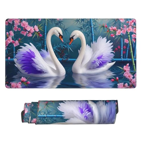 Gaming Mauspad, Mauspad XXL 1000 x 500 x 3 mm Mousepad Swan Lake Mauspad Gaming Zubehör mit Anti Rutsch Basis Mouse Pad Wasserdicht und Langlebig für Maus und Tastatur, Home Dekoration m-1048 von Guuogxan