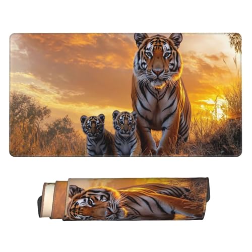 Gaming Mauspad, Mauspad XXL 1200 x 600 x 3 mm Mousepad Tiger Mauspad Gaming Zubehör mit Anti Rutsch Basis Mouse Pad Wasserdicht und Langlebig für Maus und Tastatur, Home Dekor, Gaming Zubehör m-657 von Guuogxan