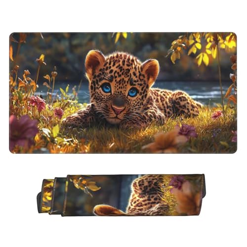 Gaming Mauspad, Mauspad XXL 600 x 300 x 3 mm Mousepad Landscape Leopard Mauspad Gaming Zubehör mit Anti Rutsch Basis Mouse Pad Wasserdicht und Langlebig für Maus und Tastatur, Home Dekoration m-276 von Guuogxan