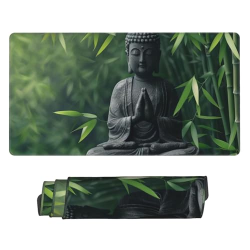 Gaming Mauspad, Mauspad XXL 900 x 400 x 3 mm Mousepad Zen Bamboo Mauspad Gaming Zubehör mit Anti Rutsch Basis Mouse Pad Wasserdicht und Langlebig für Maus und Tastatur, Home Dekor, Gaming Zubehör m103 von Guuogxan