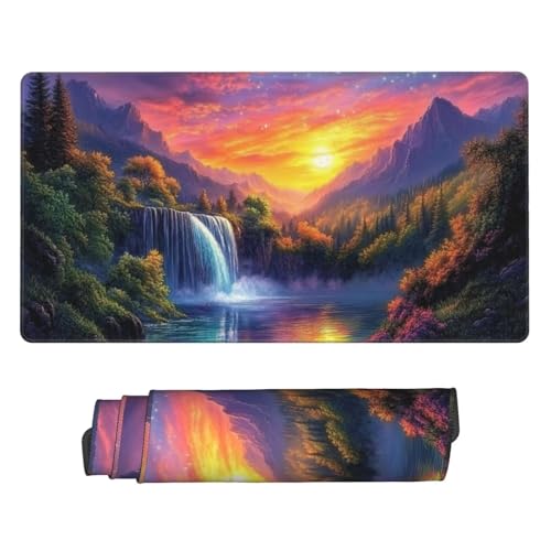 Groß Mauspad 100x50cm, Waterproof Gaming Mouse Pad Waterfall Scenery Mousepad, Mouse Pad XXL, Non-Slip Rubber Base, Soft Smooth Surface Extended Keyboard Desk Mat for Office Decor, Geschenke B-847 von Guuogxan