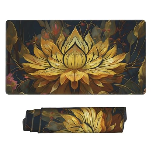 Groß Mauspad 120x60cm, Waterproof Gaming Mouse Pad Flowers Lotus Mousepad, Mouse Pad XXL, Non-Slip Rubber Base, Soft Smooth Surface Extended Keyboard Desk Mat for Office Dekoration, Geschenke B-480 von Guuogxan