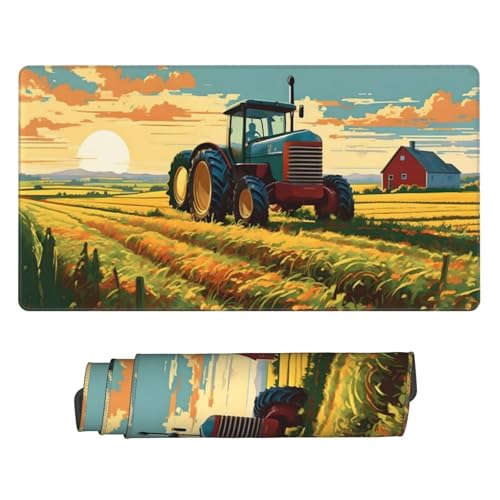 Groß Mauspad 160x80cm, Waterproof Gaming Mouse Pad Farm Tractor Mousepad, Mouse Pad XXL, Non-Slip Rubber Base, Soft Smooth Surface Extended keyboard Desk Mat for Office Decor, Geschenke for Women B821 von Guuogxan