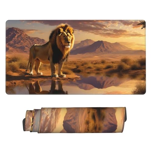 Mauspad Animal Lion Mouse Pad, Desk Mat 900x400 mm Groß Mousepad, Gaming Mauspad with Anti-Slip Rubber Base, Waterproof&Durable Mousemat Extended XXL Mouse Pad for Office Desk Dekoration, Gifts z-212 von Guuogxan