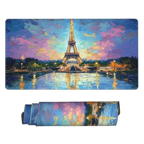 Mauspad Eiffel Tower Mouse Pad, Desk Mat 1200x600 mm Groß Mousepad, Gaming Mauspad with Anti-Slip Rubber Base, Waterproof&Durable Mousemat Extended XXL Mouse Pad for Office Desk Dekoration, Gifts z-6 von Guuogxan