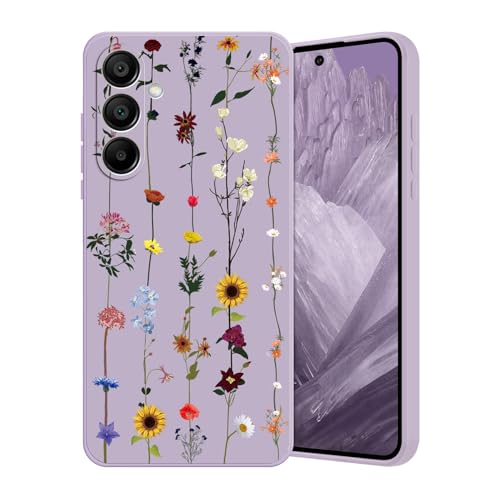 Guxira Handyhülle für Samsung Galaxy S24 FE Blumen Muster Design Slim Hülle Stoßfest Kratzfest Silikon Case Staubdicht Mädchen Schutzhülle Niedliche Soft Hülle Cover, Lila Rebe von Guxira