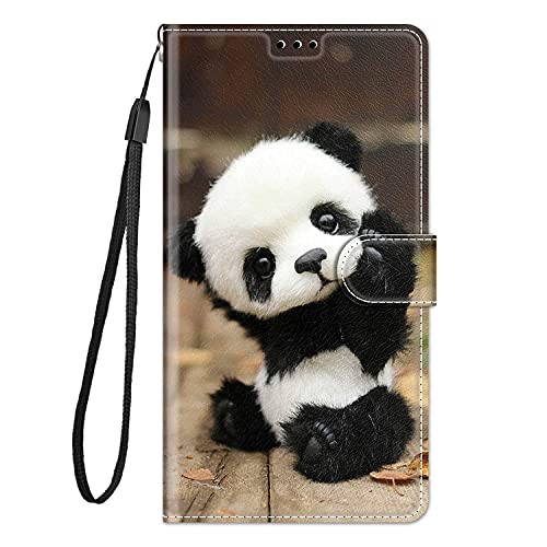 Guxira Leder Handyhülle für Samsung Galaxy A55 5G, Muster Motiv Hülle Lederhülle 360 Grad Stoßfest Cover Klappbar Schutzhülle mit Kartenfachr Klapphülle Flip Case - Panda von Guxira