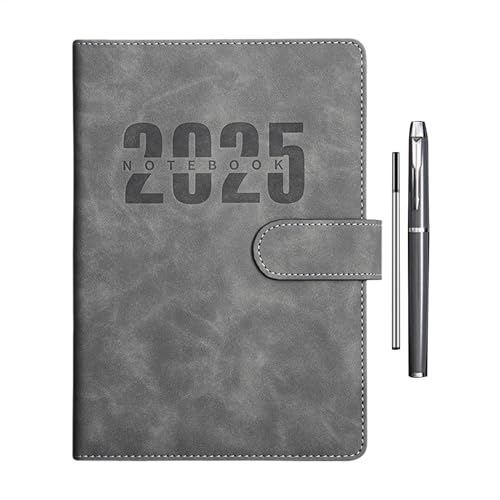 2025 A5 Notebook, Leather Cover System Agenda Notebook, 1 Page Per Day, Start Anytime and Achieve Your Goals, Schedule Notepad for Home, School, Business, Goal-Setting Planner, A5 Planner for 2025 von Gvblkq