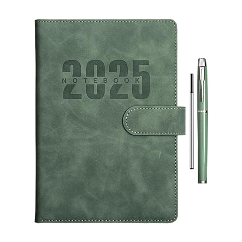 2025 A5 Notebook, Leather Cover System Agenda Notebook, 1 Page Per Day, Start Anytime and Achieve Your Goals, Schedule Notepad for Home, School, Business, Goal-Setting Planner, A5 Planner for 2025 von Gvblkq