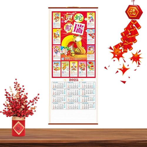 Gvblkq Year of the Snake Calendar 2025 Lunar Snake Calendar 2025 Snake Year Wall Calendar Spring Festival Scroll Calendar Chinese Snake Calendar Snake Year 2025 Calendar Chinese New Year 2025 C von Gvblkq