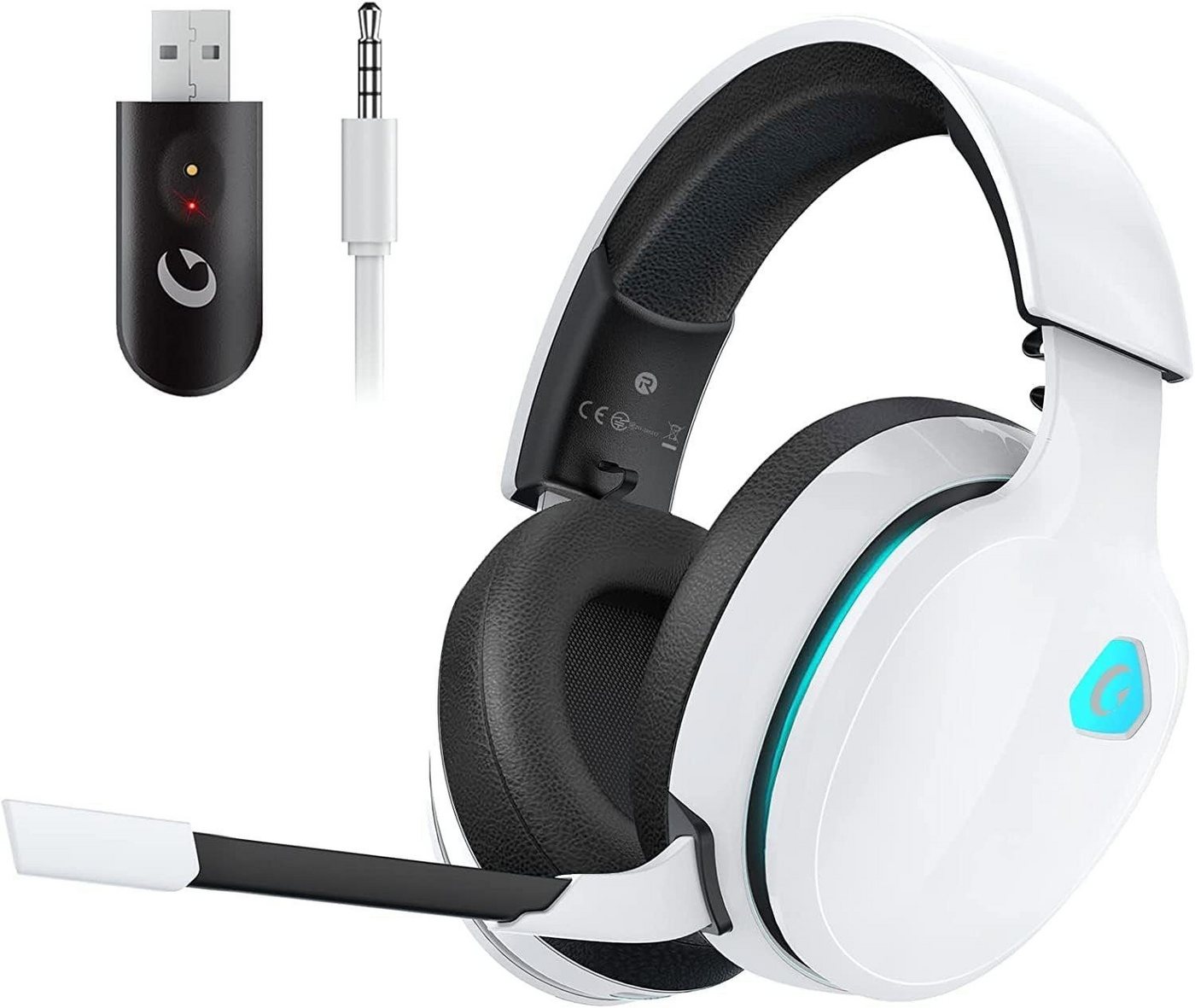 Gvyugke Gaming-Headset (Gaming Kopfhörer mit abnehmbarem Mikrofon mit Geräuschunterdrückung, Bluetooth-Headset, Drahtloses Abnehmbares Mikrofon Geräuschunterdrückung PC PS4 PS5 Mac) von Gvyugke