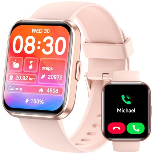 Smartwatch Damen Herren, Smart Watch mit Telefonfunktion Alexa, 1,8" Fitnessuhr Damen Sportuhr mit 100 Sportmodi & IP68, Herzfrequenz SpO2 Schlafmonitor, Armbanduhr Schrittzähler Uhr für Android iOS von Gydom