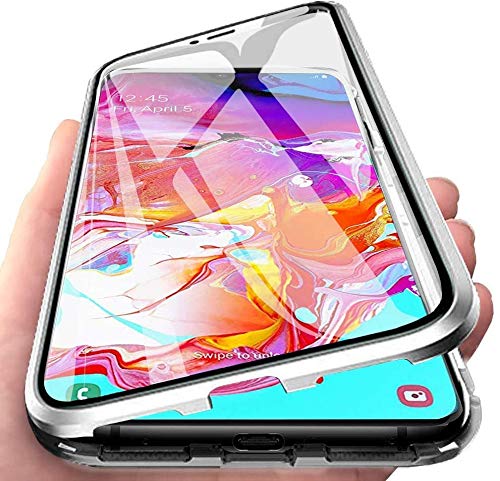 Hülle für Samsung Galaxy A34 5G, Magnetische Metallrahmen Handyhülle 360 Grad Full Body Vorne hinten Gehärtetes Glas Schutzhülle Einteiliges Ultra Dünn Flip Transparente Cover von Gypsophilaa