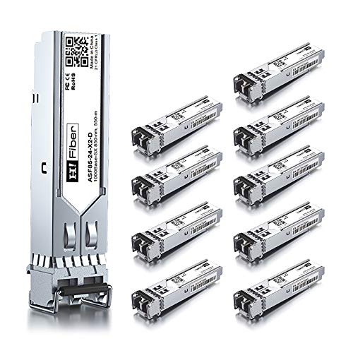 10 Stück, 1000BASE-SX SFP Transceiver, SFP zu LC, 1.25G Multimode modul Kompatibel mit Cisco GLC-SX-MM/GLC-SX-MMD, MA-SFP-1GB-SX, Ubiquiti UniFi UF-MM-1G, Mikrotik S-85DLC05D, Netgear AGM731F... von H!Fiber.com