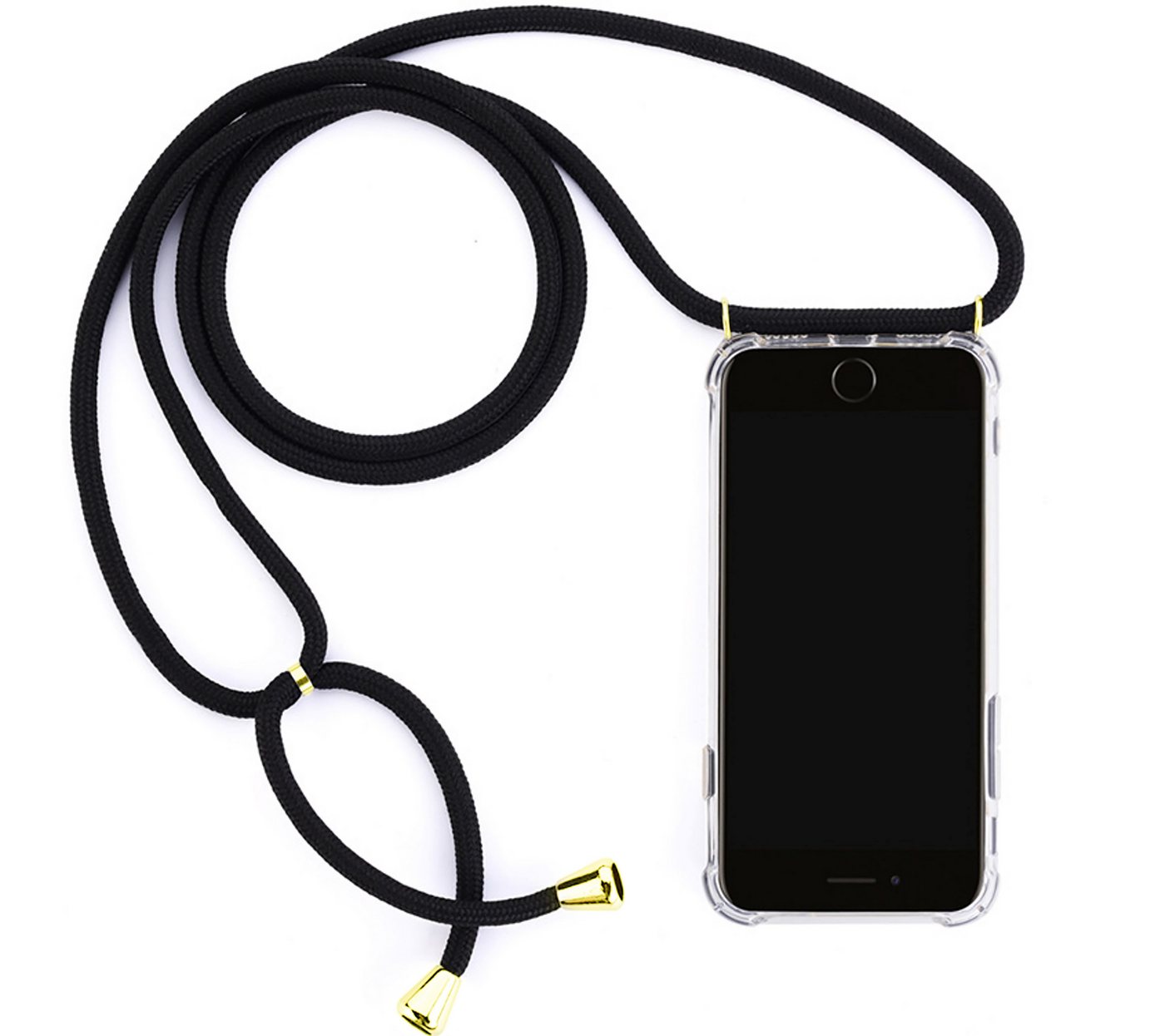 H-basics Handykette Handykette für Samsung Galaxy A7 2019 / A70 handykette necklace case cover - in Schwarze Kordel - Necklace case aus flexiblem TPU Silikon von H-basics
