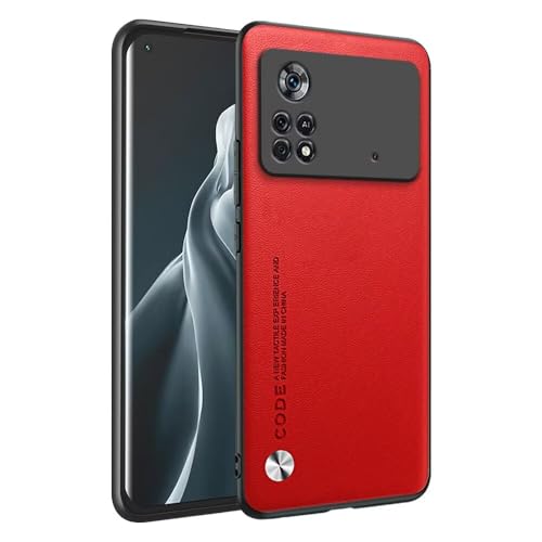 HAFFAN Handyhülle Schutzhülle entworfen für Poco X4 Pro 5G (6.67"), Kunstleder-Stil - Rot von HAFFAN