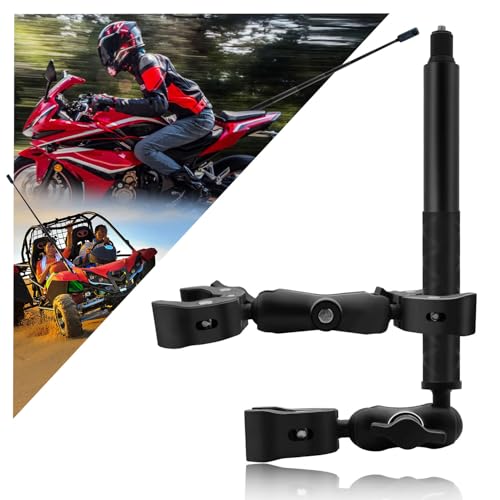 HAFOKO Motorrad Doppelt Klemme Halterung mit 47" Unsichtbar Selfie-Stick kompatibel für Insta 360 X4 X3 X2 X ONE RS R GO 3 Aluminium Heavy-Duty Kamera Fahrrad ATV Doppelt Klemme Halterung Bausatz von HAFOKO