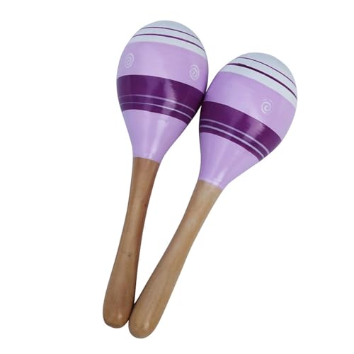 HAJHI 2 Stück Hölzernes Gemalt Maracas Schüttler Eingebaut Sand Klang Klarheit Salsa Rhythmus Sand-Hammer Rassel Band Begleitung Reisen Lagerfeuer Anfänger(Purple) von HAJHI