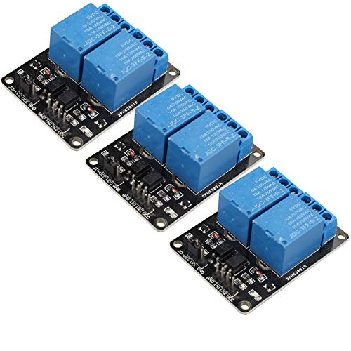 HALJIA 3PCS 2-Kanal-Relay-Modul – 5 V Relais-Platine Expansion Board Hochleistungs-Zubehör mit Optokoppler für Raspberry Pi Arduino PIC AVR MCU DSP ARM TTL Logic von HALJIA