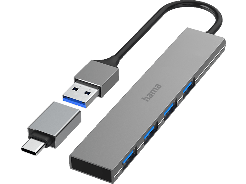 HAMA 4 Ports USB-Hub, Grau von HAMA