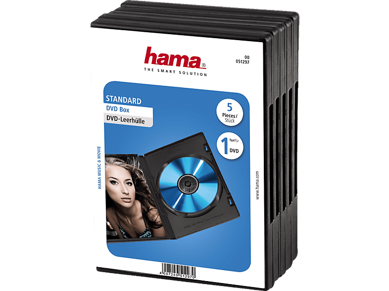HAMA 5er Pack Standard DVD Leerhüllen Schwarz von HAMA