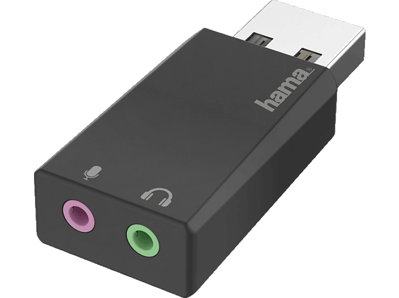 HAMA USB-Stecker auf 2x 3.5-mm-Klinke-Buchse USB Soundkarte, Schwarz von HAMA