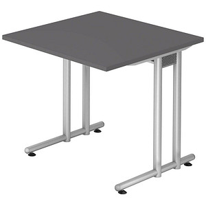 HAMMERBACHER NS08 Schreibtisch grafit quadratisch, C-Fuß-Gestell silber 80,0 x 80,0 cm von HAMMERBACHER