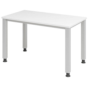 HAMMERBACHER QS612 Schreibtisch weiß rechteckig, 4-Fuß-Gestell silber 120,0 x 67,2 cm von HAMMERBACHER