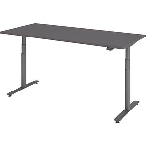 HAMMERBACHER VXDLR19 elektrisch höhenverstellbarer Schreibtisch grafit rechteckig, T-Fuß-Gestell grau 180,0 x 80,0 cm von HAMMERBACHER