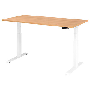 HAMMERBACHER XDKB16 elektrisch höhenverstellbarer Schreibtisch eiche rechteckig, C-Fuß-Gestell weiß 160,0 x 80,0 cm von HAMMERBACHER