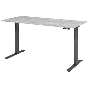 HAMMERBACHER XDKB19 elektrisch höhenverstellbarer Schreibtisch beton rechteckig, C-Fuß-Gestell grau 180,0 x 80,0 cm von HAMMERBACHER