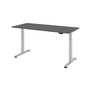 HAMMERBACHER XDSM19 elektrisch höhenverstellbarer Schreibtisch grafit rechteckig, T-Fuß-Gestell silber 180,0 x 80,0 cm von HAMMERBACHER